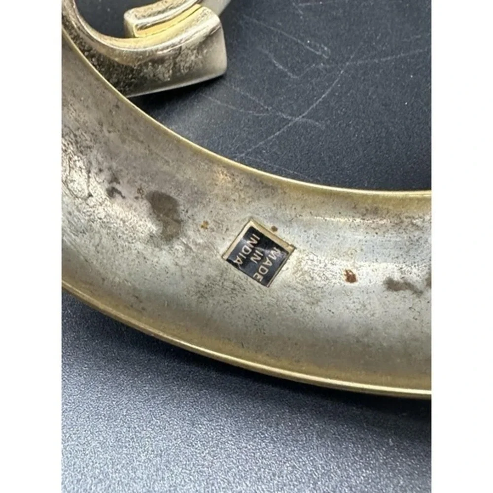 Vintage Mixed Metal Enamel Gold Tone Brass Cuff‎ Bangle Bracelet Lot